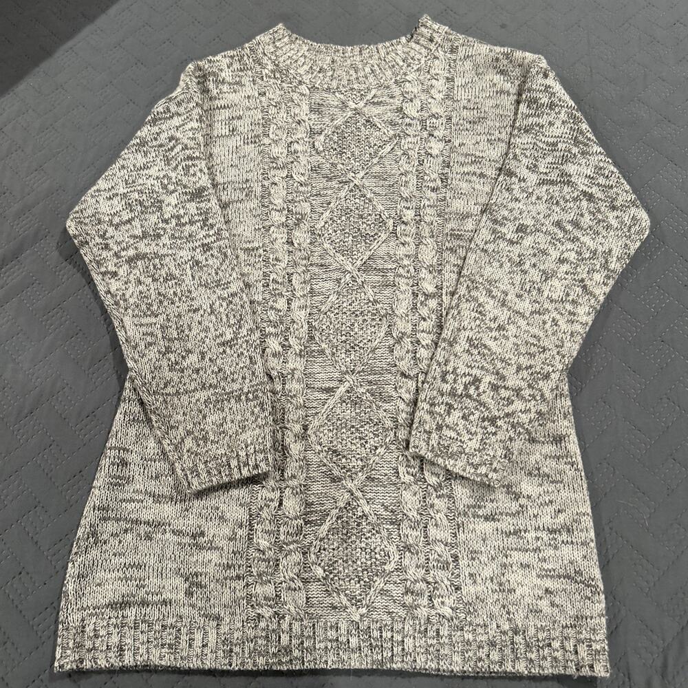 Effeci Womens Pullover Sweater Size L Cable Knit Style with Marbled Appearance